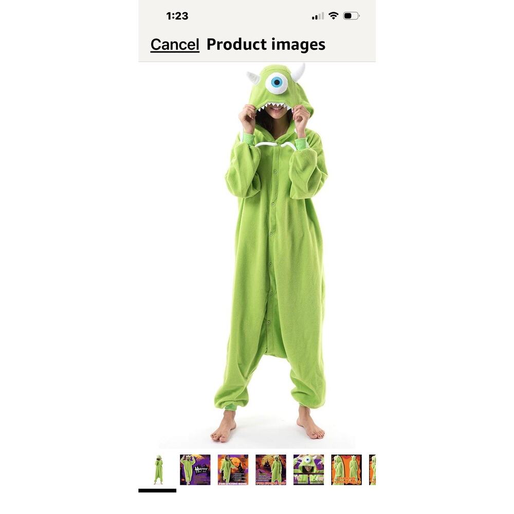 Beauty Shine Mike Wazowski One Piece Costume Or Pajama Adult Unisex One Size